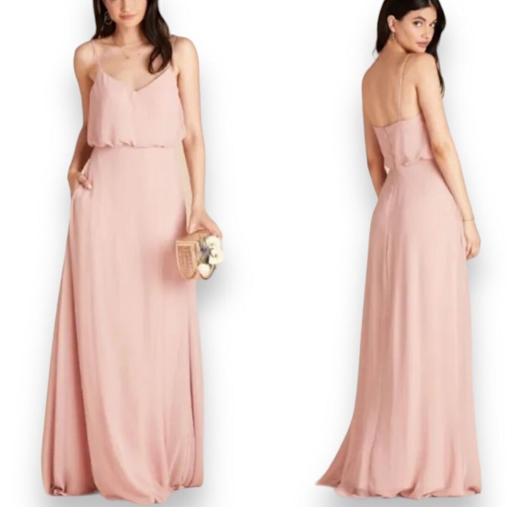 Birdy Grey Gwennie Small Chiffon Pink Rose Quartz Formal‎ Bridesmaid Maxi Dress